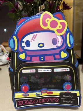 Hello Kitty Loungefly Arcade Game Backpack - Red, Blue, Yellow, Pink, Black